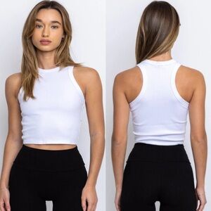 BRIAVIA BRIDGEWATER RIBBED TANK White Ribbed Tank Top Medium